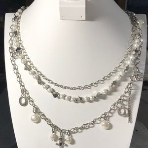 NY lengthy 3 strand faux pearl necklace